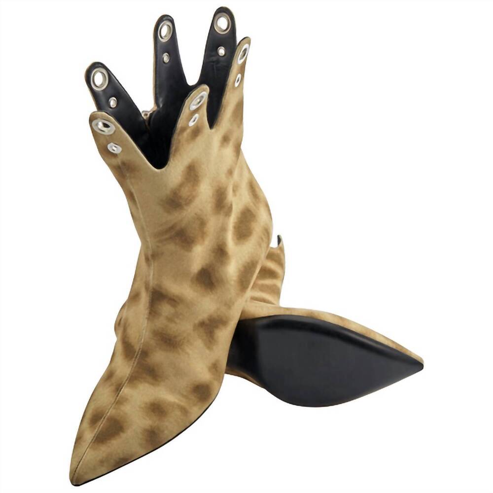 NEW BURBERRY women's jermaine print eyelet ankle boots in leopard fabric - Picture 2 of 3